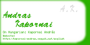 andras kapornai business card