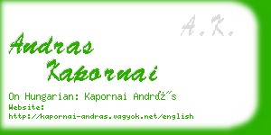 andras kapornai business card